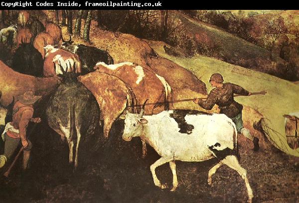 Pieter Bruegel detalj fran hjorden drives drives hem,oktober eller november